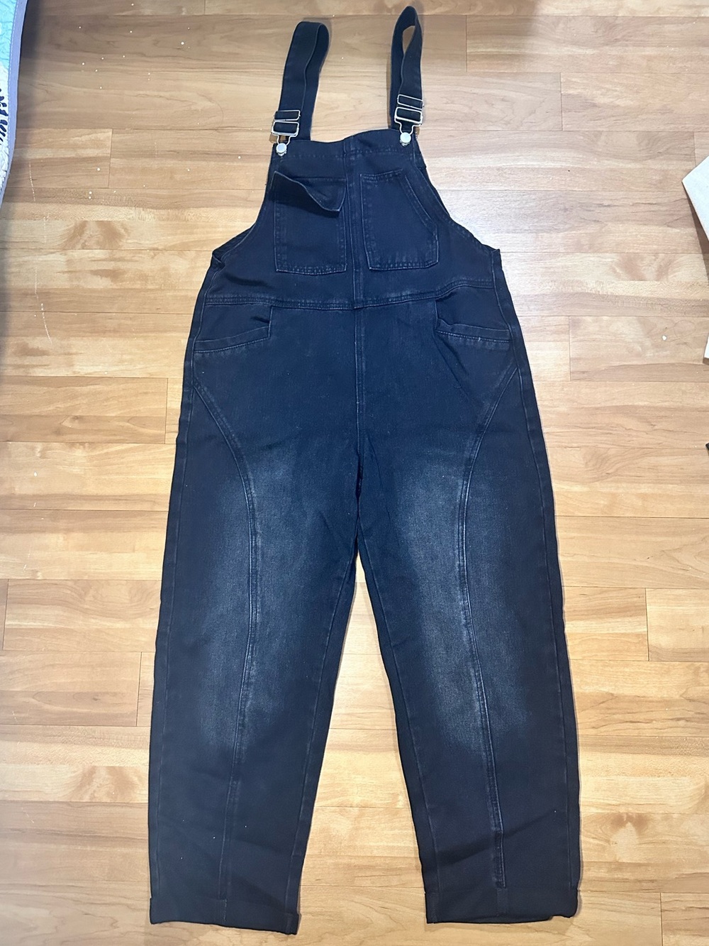 SHEIN Black Denim Bib Overalls Jumpsuit